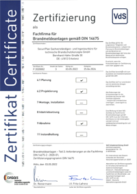 Zertifikat DIN 14675 SecuriPlan GmbH